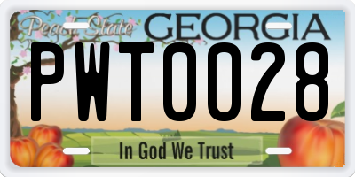 GA license plate PWT0028
