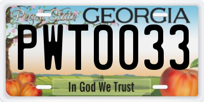 GA license plate PWT0033