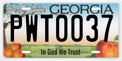 GA license plate PWT0037