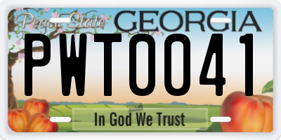 GA license plate PWT0041
