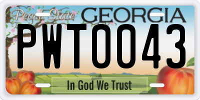 GA license plate PWT0043