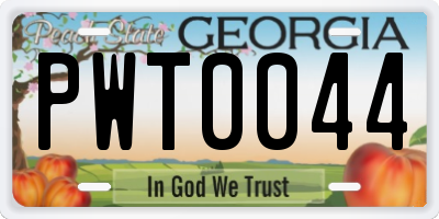 GA license plate PWT0044