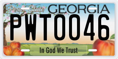 GA license plate PWT0046