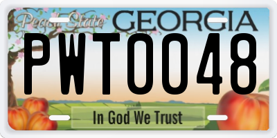 GA license plate PWT0048