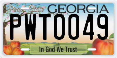 GA license plate PWT0049