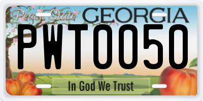 GA license plate PWT0050