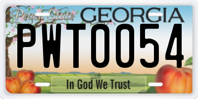 GA license plate PWT0054