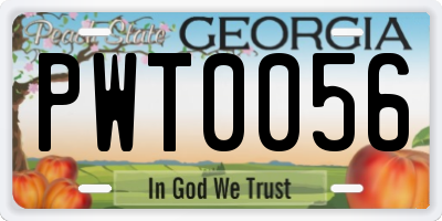 GA license plate PWT0056