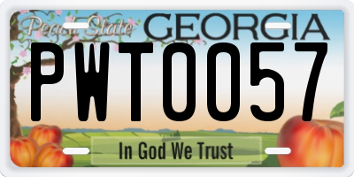 GA license plate PWT0057