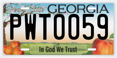 GA license plate PWT0059