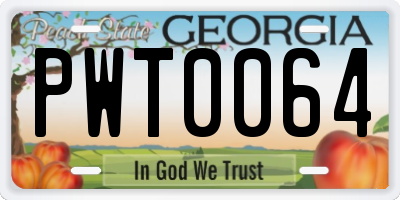 GA license plate PWT0064