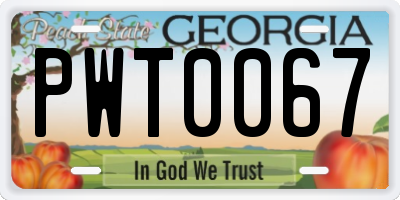 GA license plate PWT0067