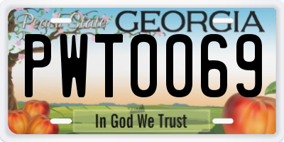GA license plate PWT0069