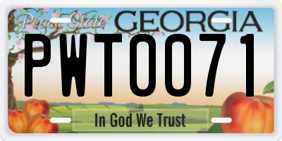 GA license plate PWT0071