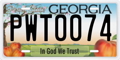 GA license plate PWT0074