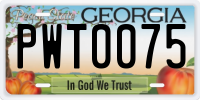 GA license plate PWT0075