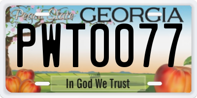 GA license plate PWT0077