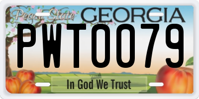 GA license plate PWT0079