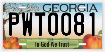GA license plate PWT0081