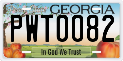 GA license plate PWT0082