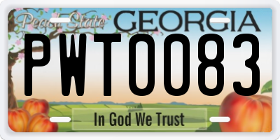 GA license plate PWT0083
