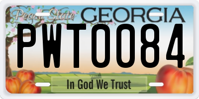 GA license plate PWT0084