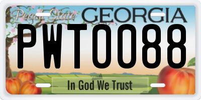 GA license plate PWT0088