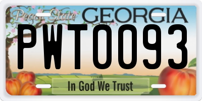 GA license plate PWT0093
