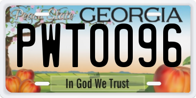 GA license plate PWT0096