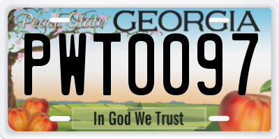 GA license plate PWT0097