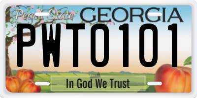 GA license plate PWT0101