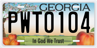 GA license plate PWT0104