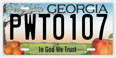 GA license plate PWT0107