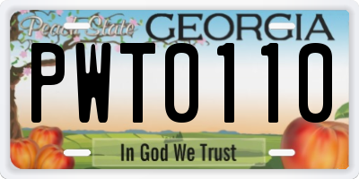 GA license plate PWT0110