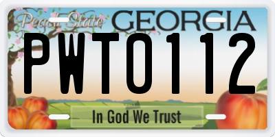 GA license plate PWT0112