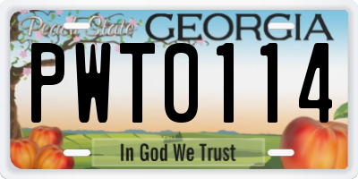GA license plate PWT0114