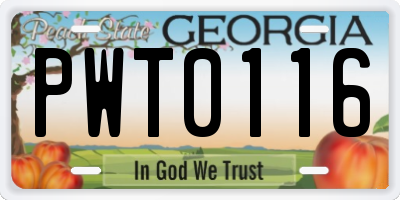 GA license plate PWT0116