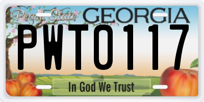 GA license plate PWT0117