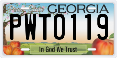 GA license plate PWT0119