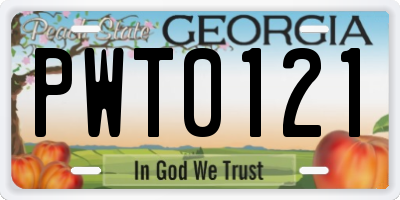 GA license plate PWT0121