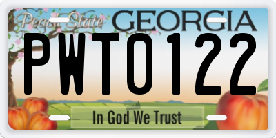 GA license plate PWT0122