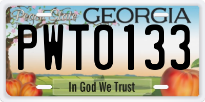 GA license plate PWT0133