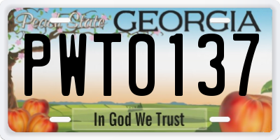 GA license plate PWT0137