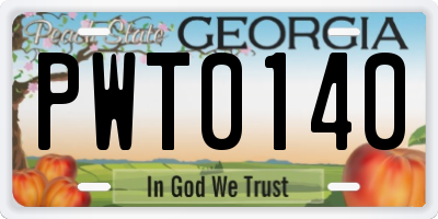 GA license plate PWT0140