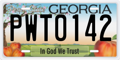 GA license plate PWT0142