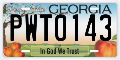 GA license plate PWT0143