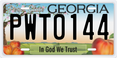 GA license plate PWT0144