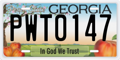 GA license plate PWT0147