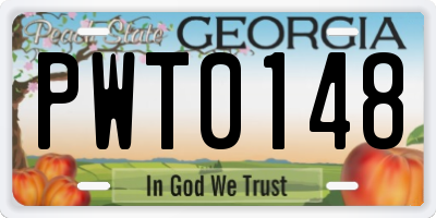 GA license plate PWT0148