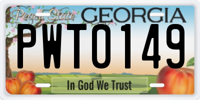 GA license plate PWT0149